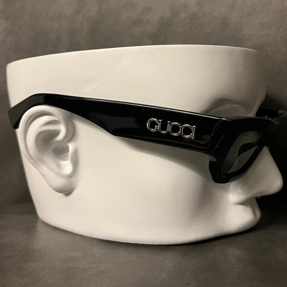 Gucci Men's GG1839SM Miami 52mm Rectangle Sunglasses Black Sunglasses NWT 490$